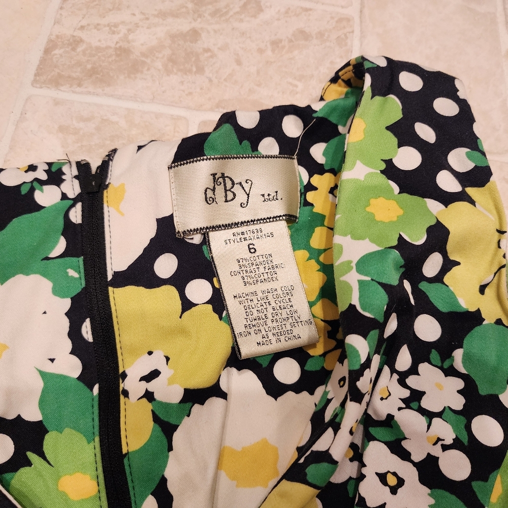 DBy Dress Size 6 Cotton Polkadot Floral Empire Waist - Picture 4 of 10
